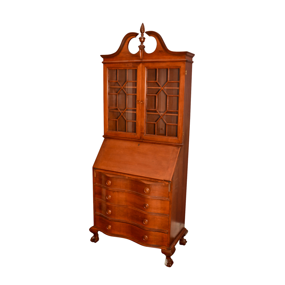 Vintage Chippendale Style Secretary Bookcase