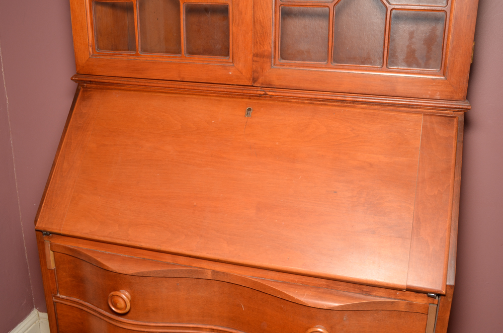 Vintage Chippendale Style Secretary Bookcase