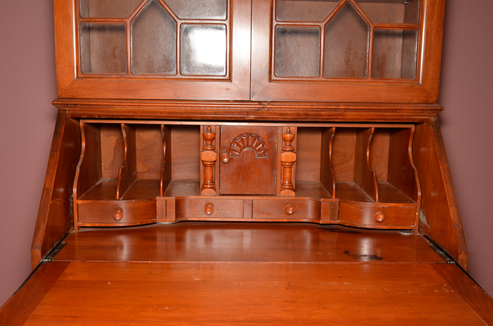 Vintage Chippendale Style Secretary Bookcase