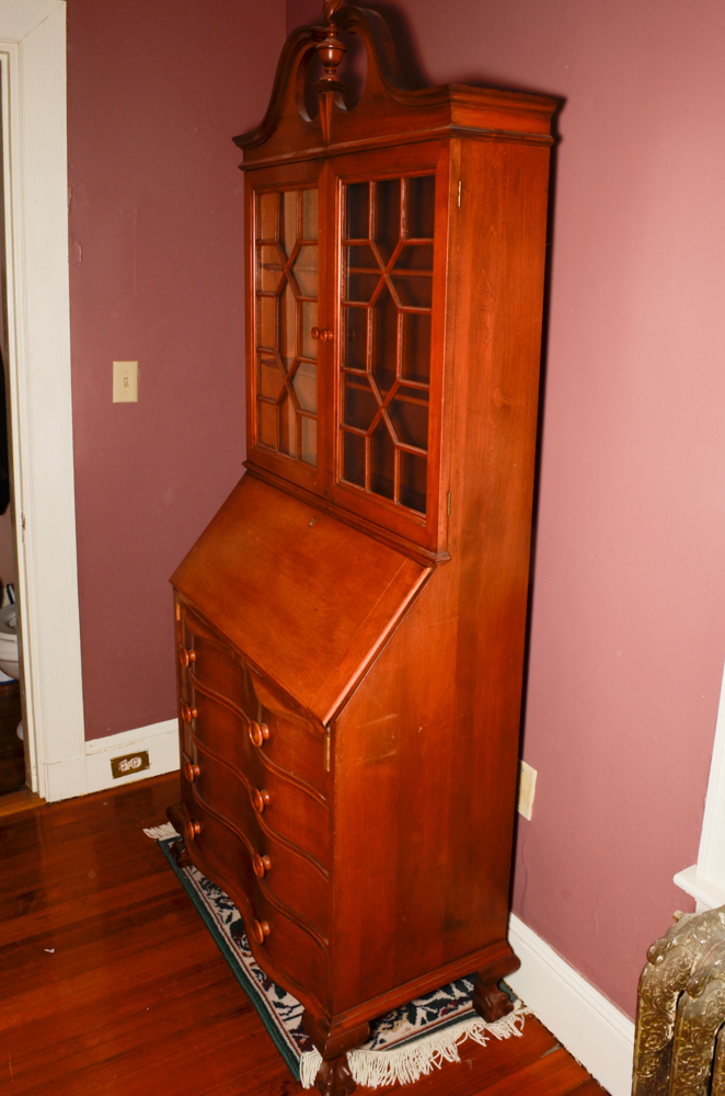 Vintage Chippendale Style Secretary Bookcase