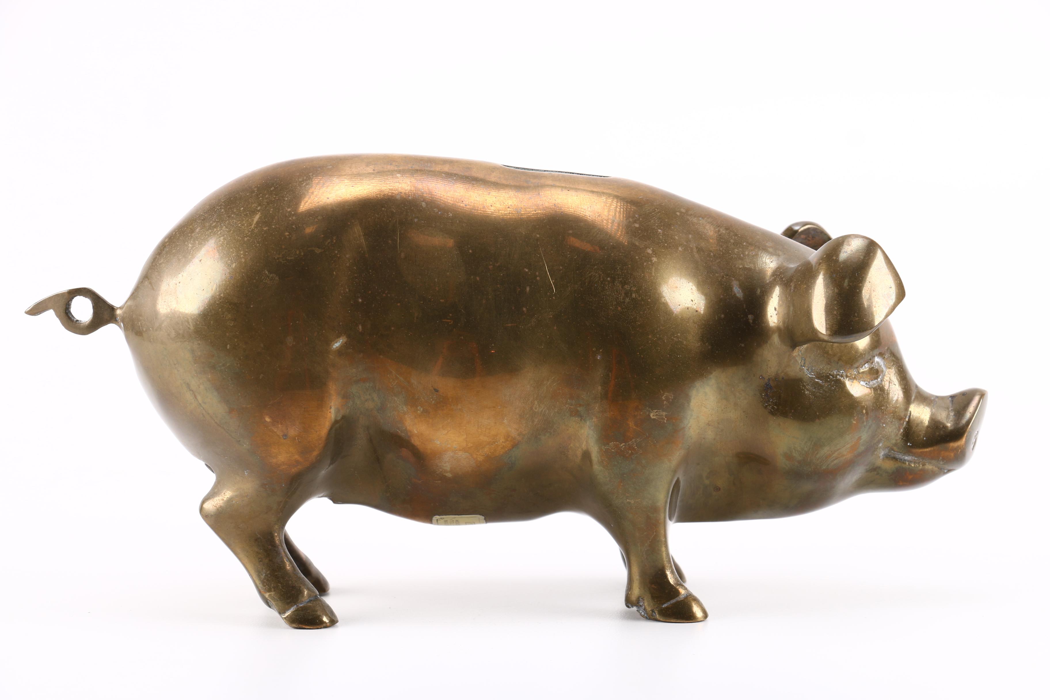 Brass Pig Bank by Yuantai