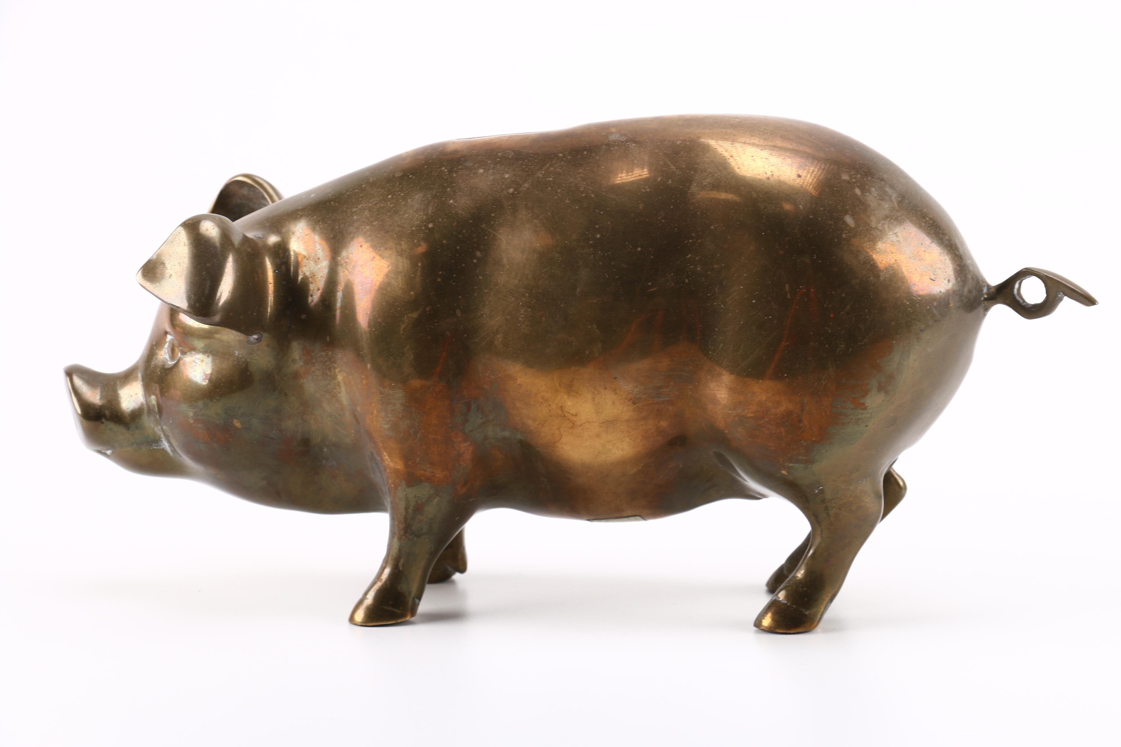 Brass Pig Bank by Yuantai