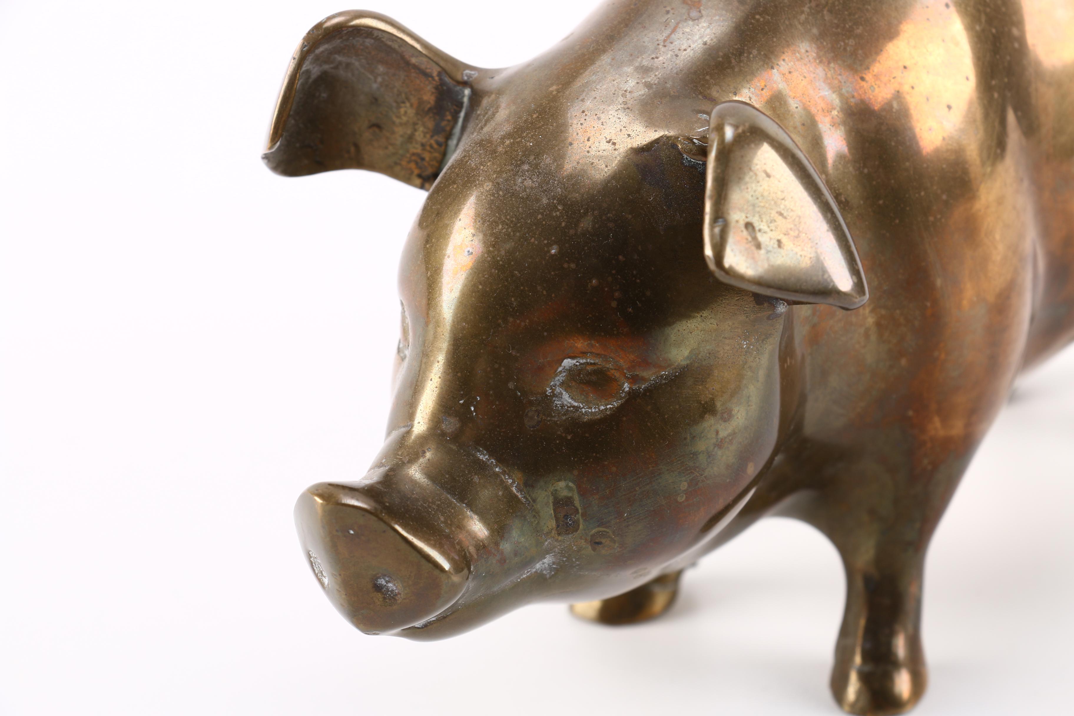 Brass Pig Bank by Yuantai