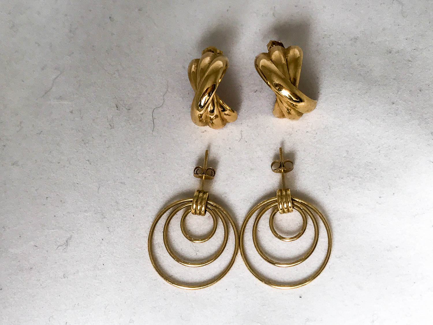 Two Pair of 14K Gold Earrings
