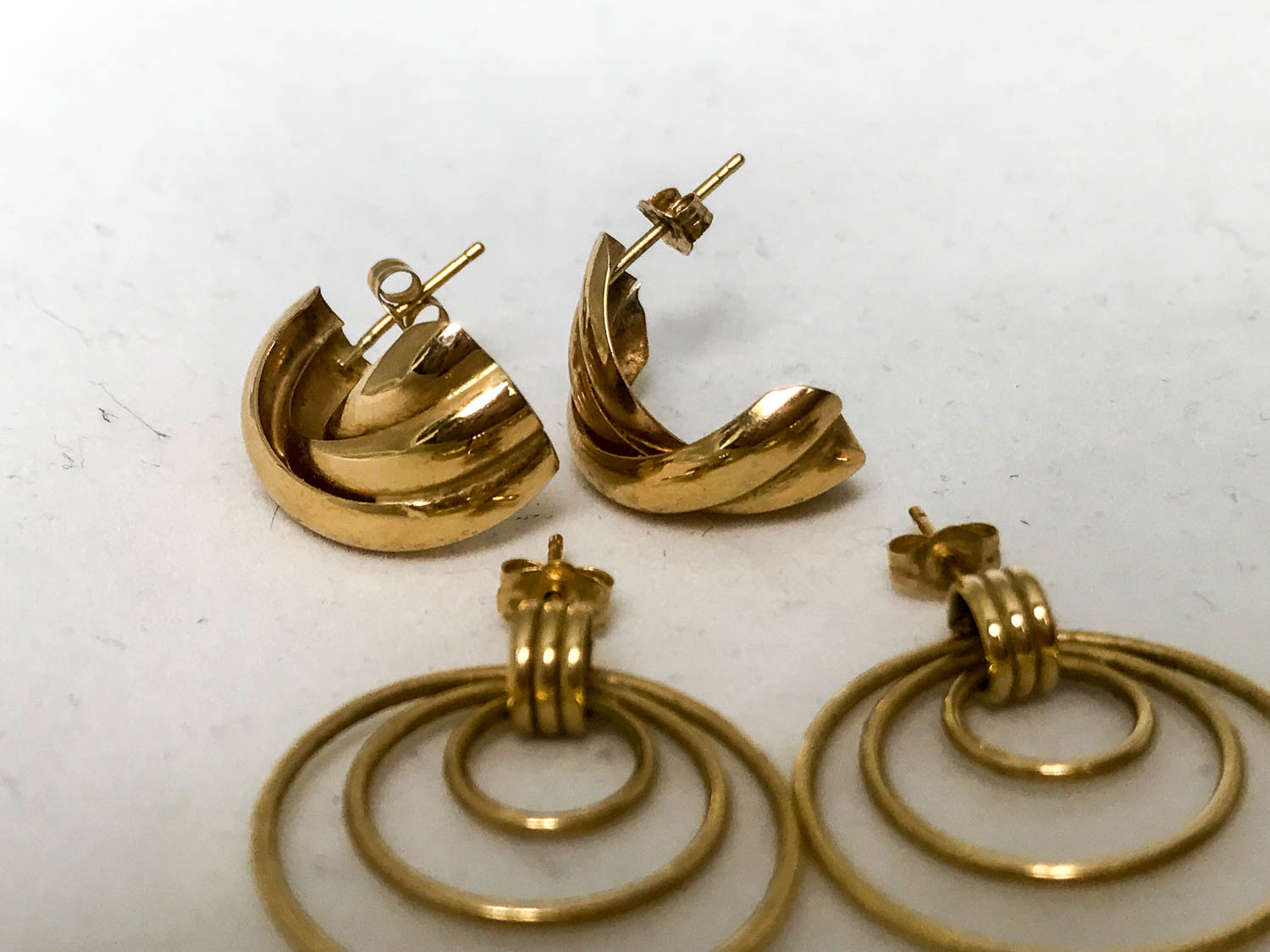 Two Pair of 14K Gold Earrings