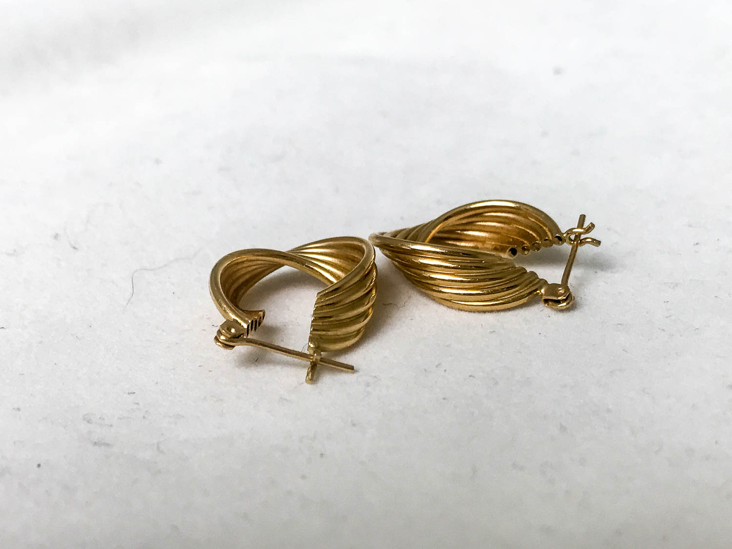 Three Pair of Hoop Earrings, 10K and 14K