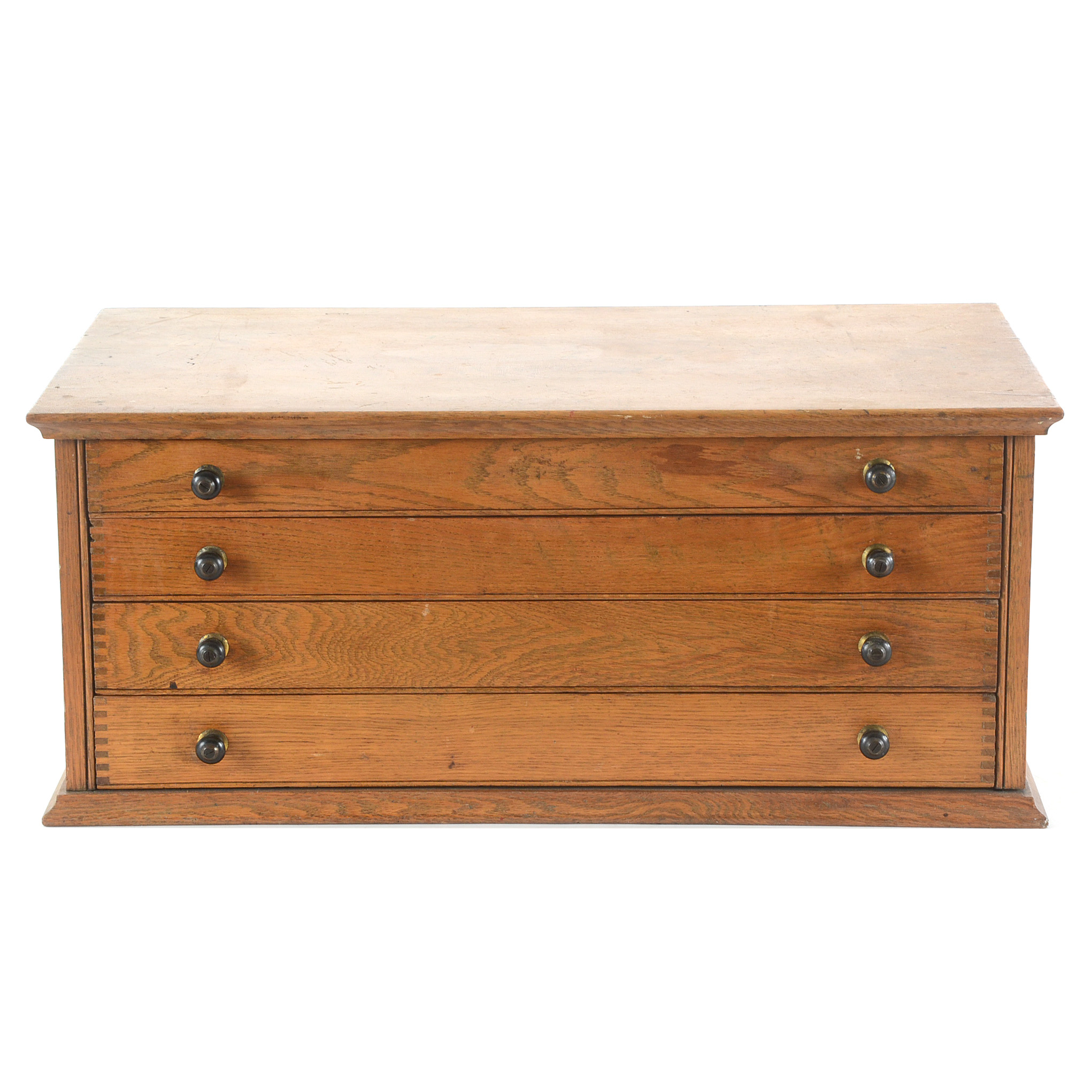 Antique Oak Watchmakers Crystal Storage Cabinet