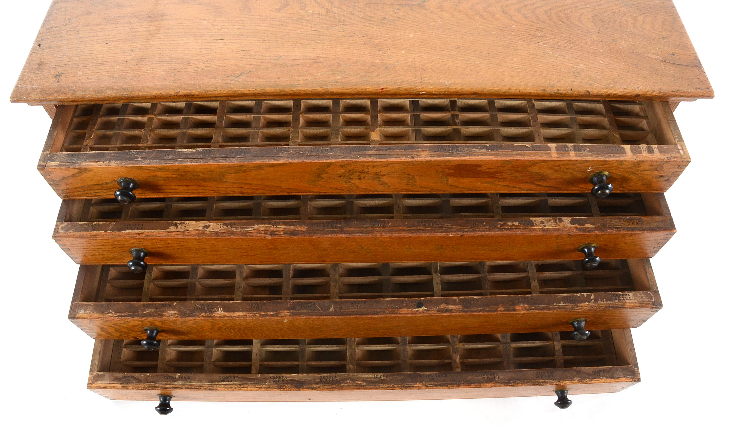 Antique Oak Watchmakers Crystal Storage Cabinet