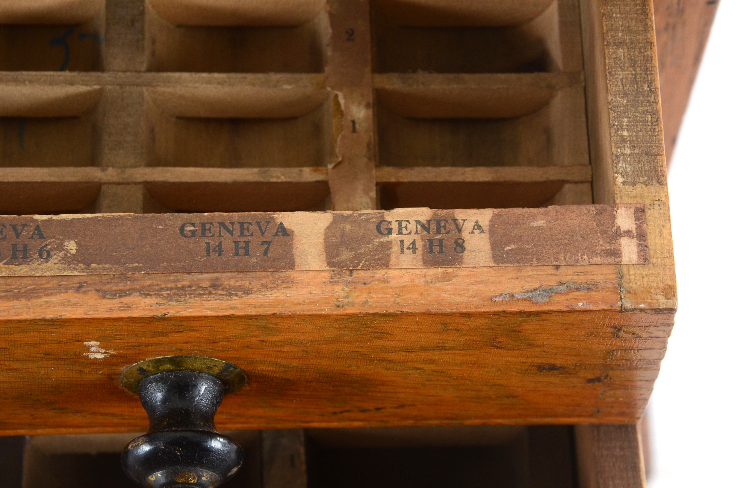 Antique Oak Watchmakers Crystal Storage Cabinet