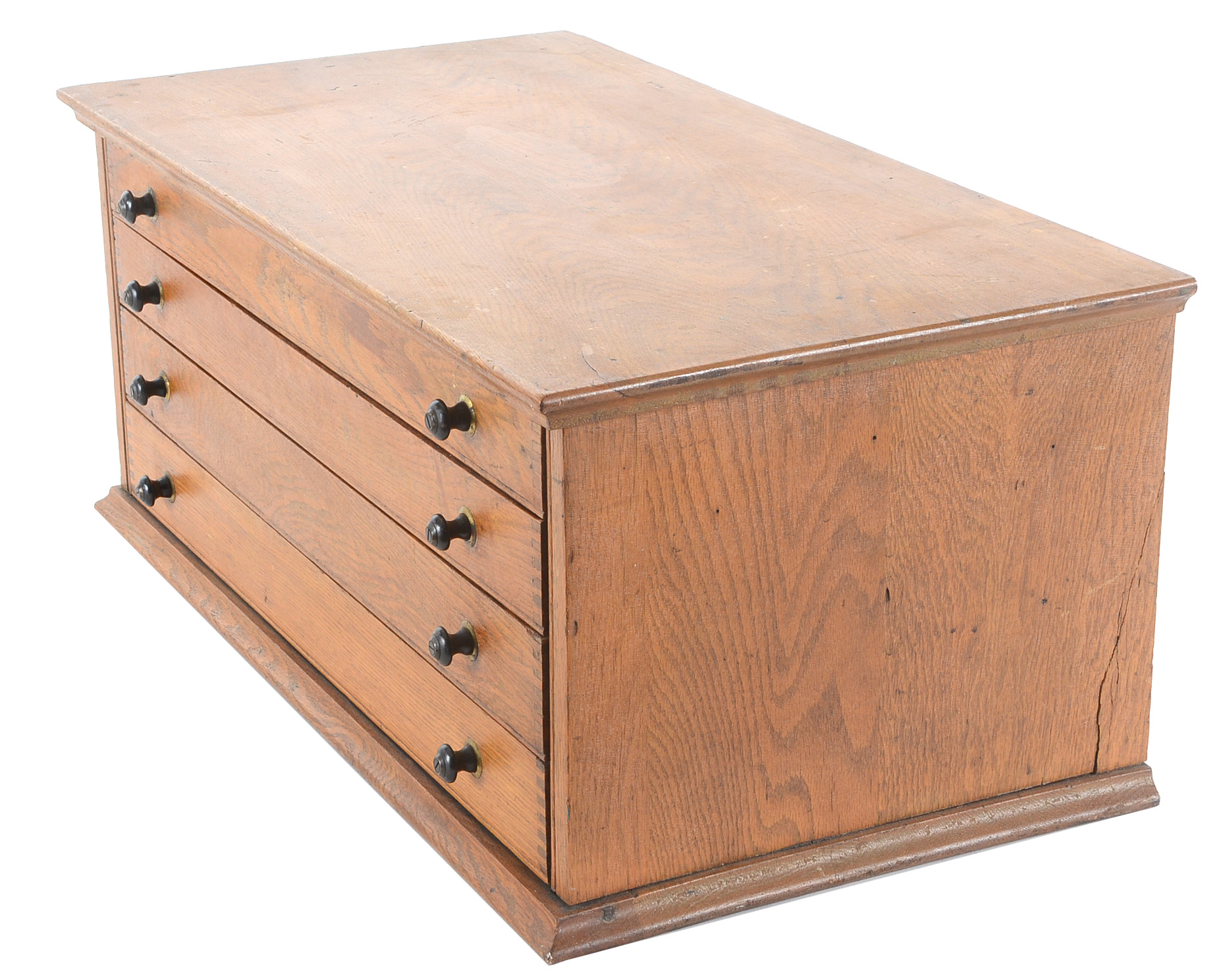 Antique Oak Watchmakers Crystal Storage Cabinet