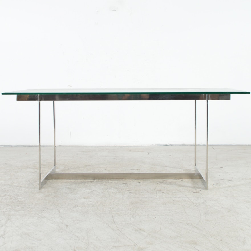 Chrome and Glass Dining Table