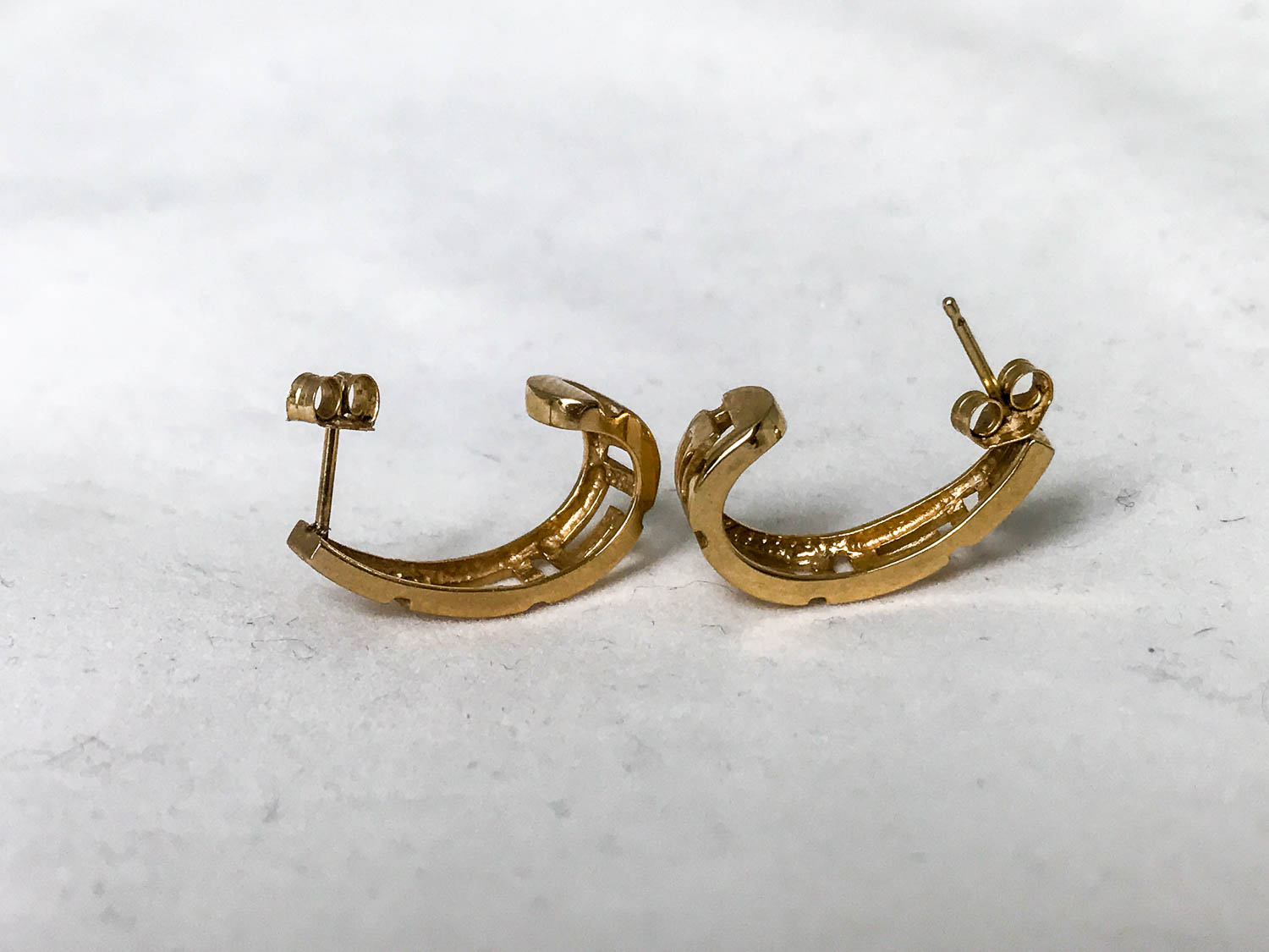 14K Gold Greek Key Earrings