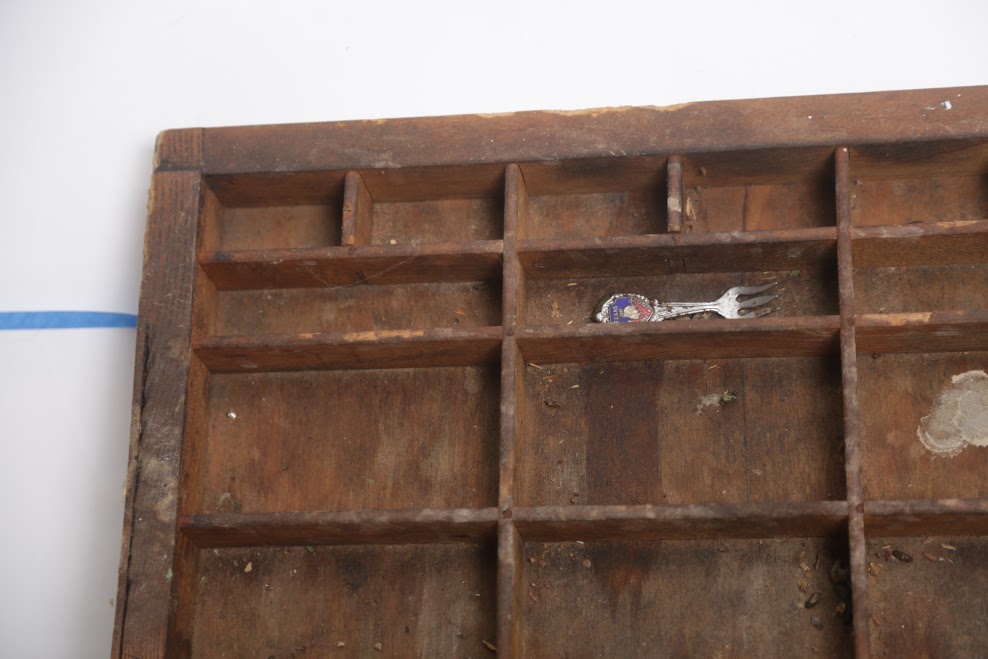 Printer's Tray and Vintage Fireplace Bellows