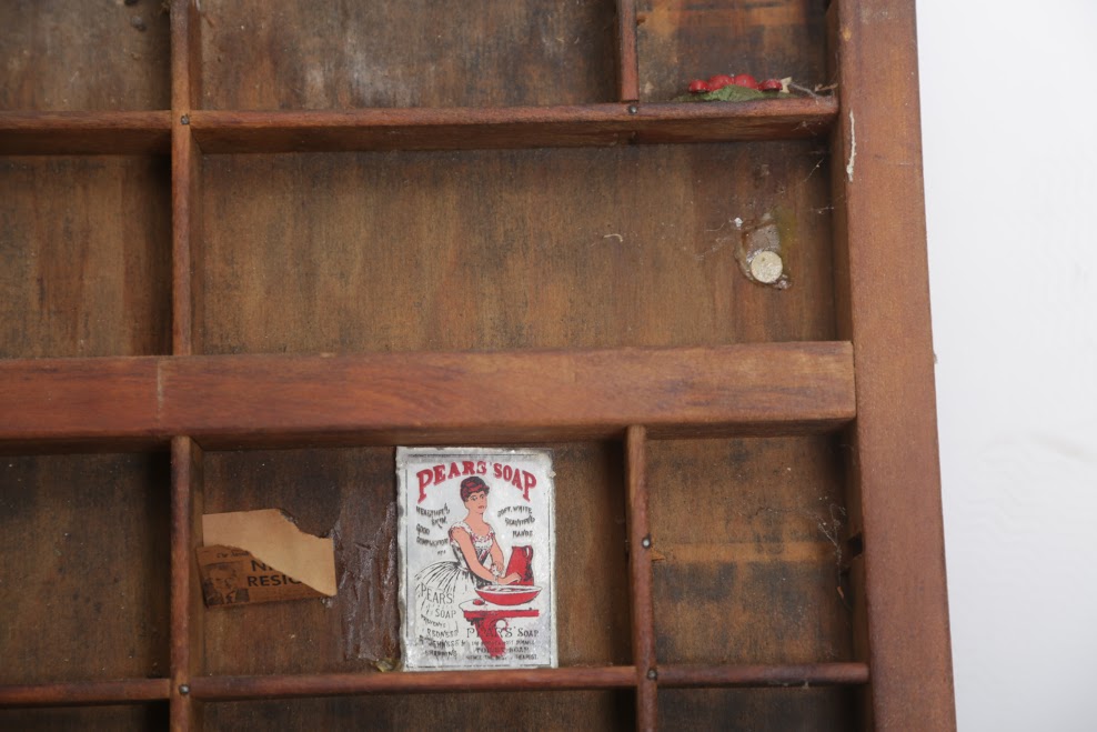 Printer's Tray and Vintage Fireplace Bellows