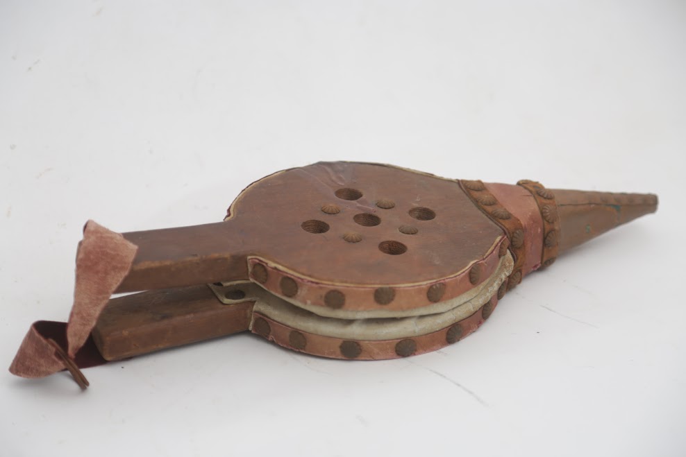 Printer's Tray and Vintage Fireplace Bellows