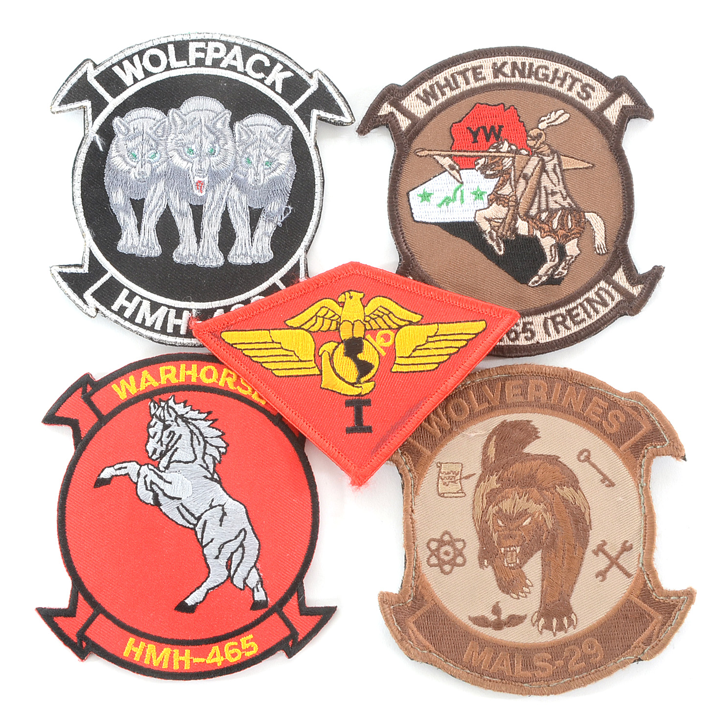 Collection of Five Military Embroidered Patches