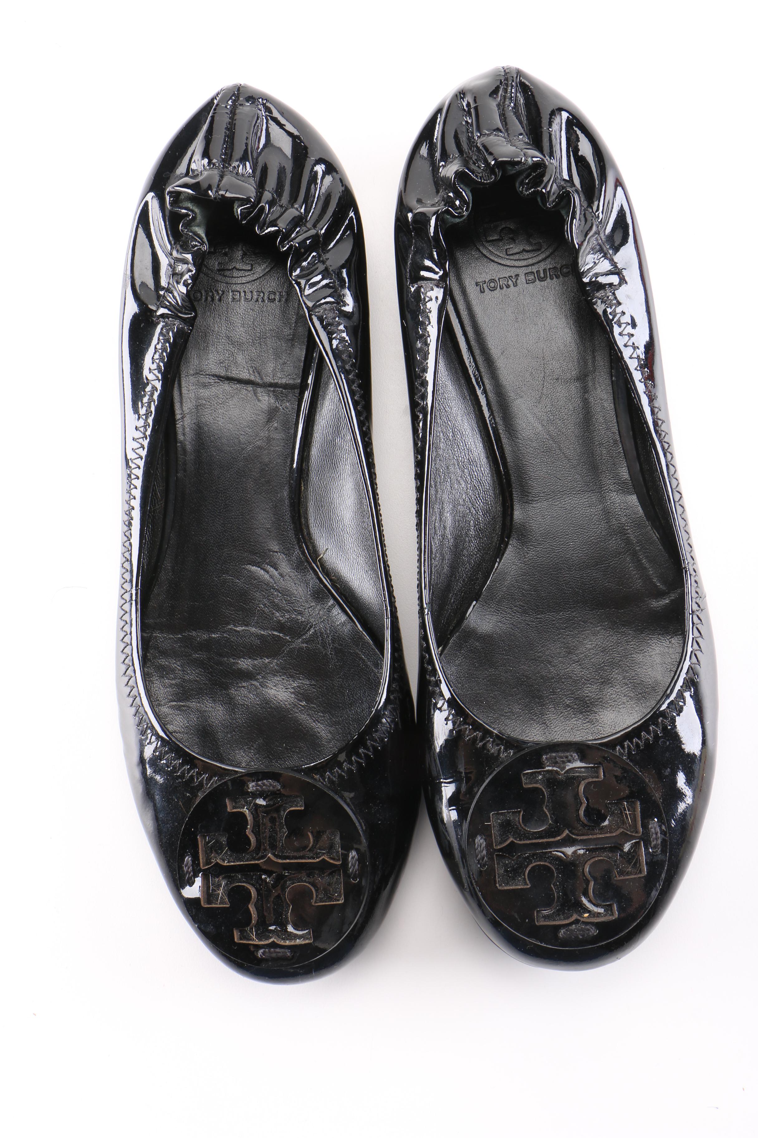 Tory Burch Black Patent Leather Flats