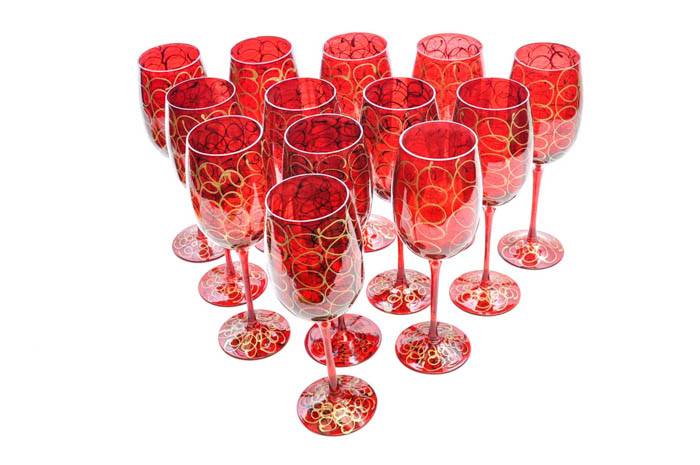 Collection of Red Glass Stemware