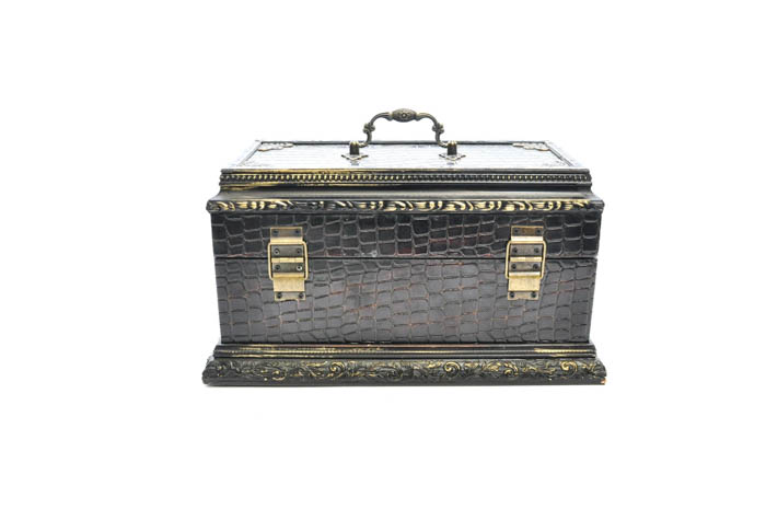 Ornate Faux Alligator Skin Trinket Box
