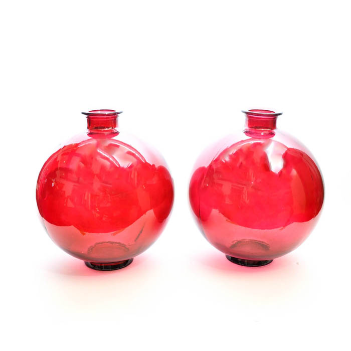 Large Cranberry Glass Vases