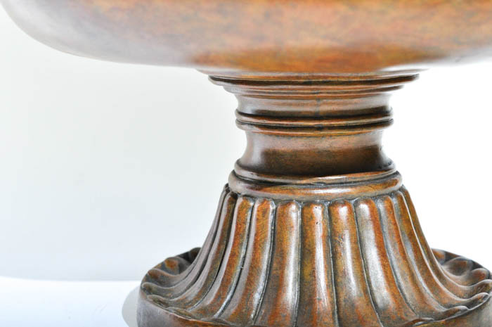 Footed Urn With Decorative Silk Flower And Fruit Arrangement