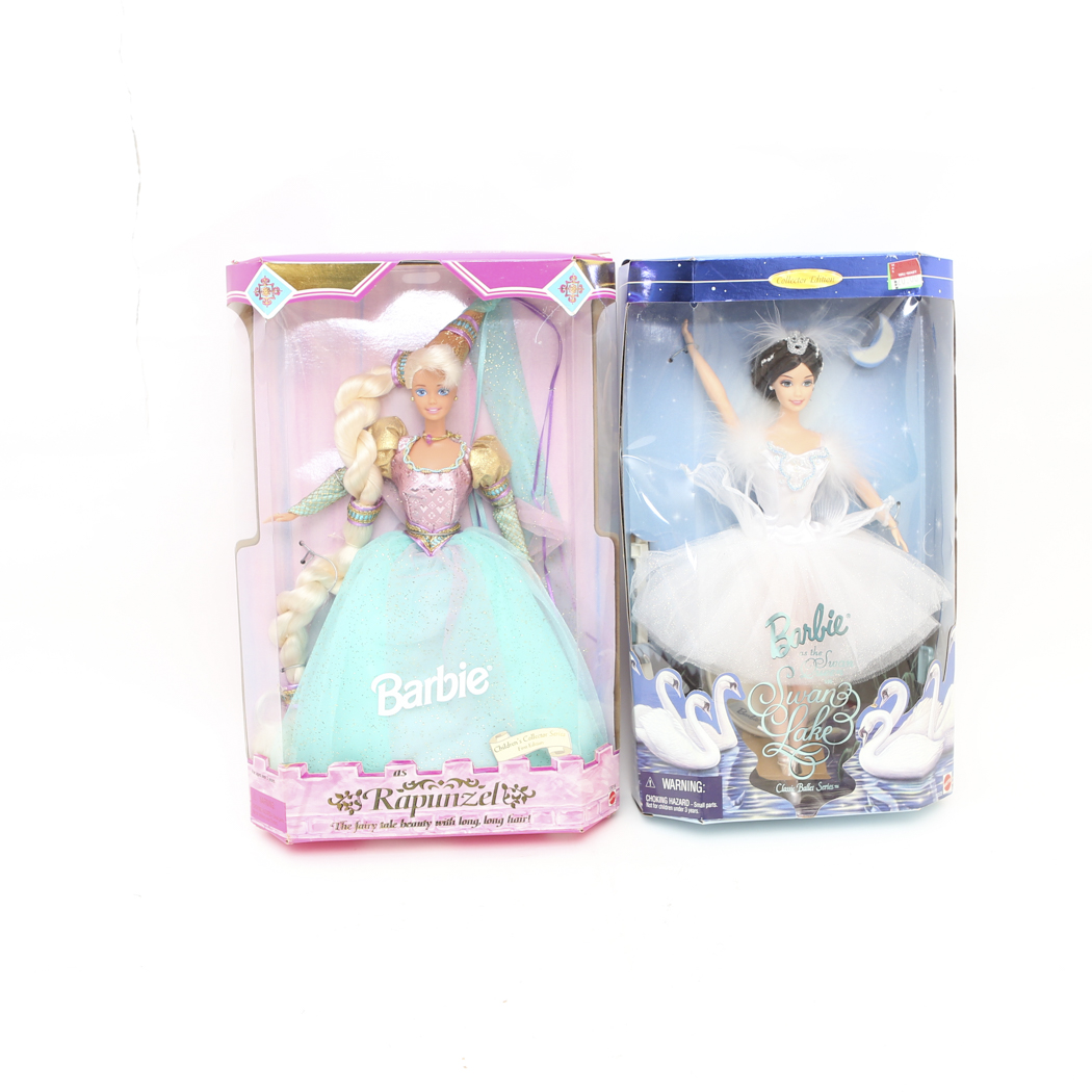 "Rapunzel" Barbie and "Swan Lake" Barbie