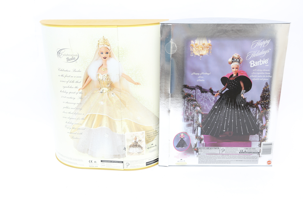 "Happy Holidays Barbie" and "Celebration Barb"e: