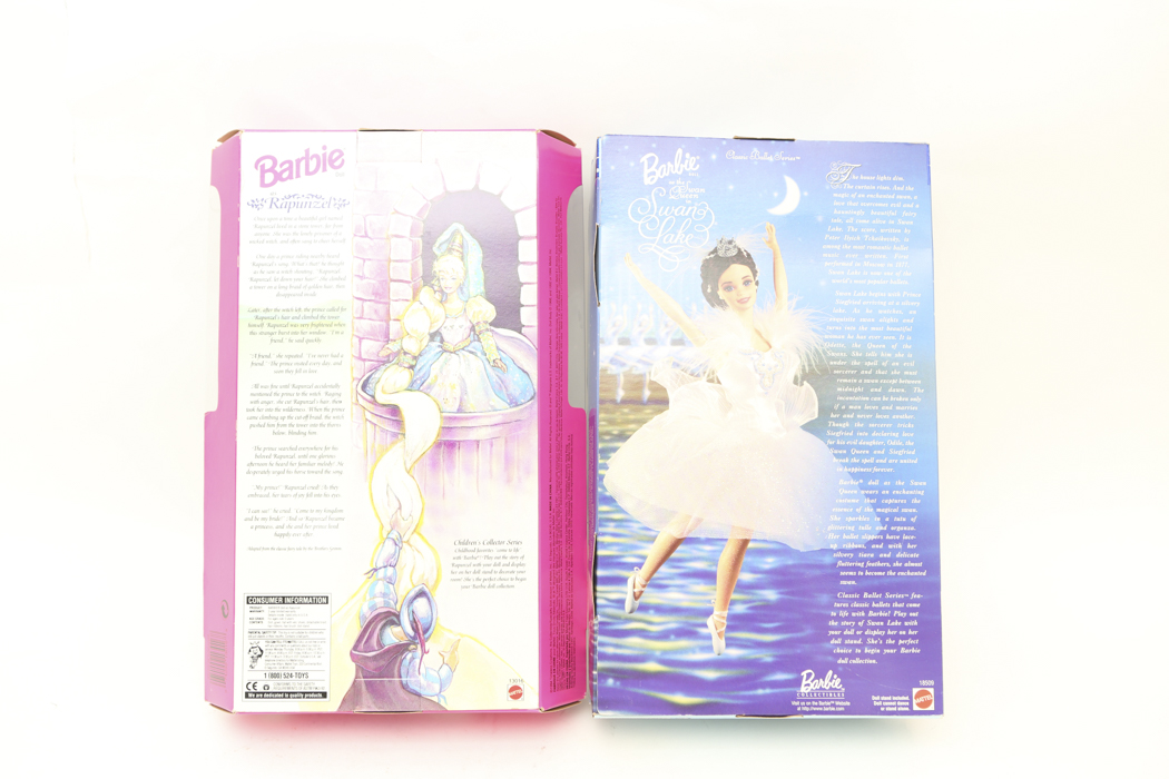 "Rapunzel" Barbie and "Swan Lake" Barbie