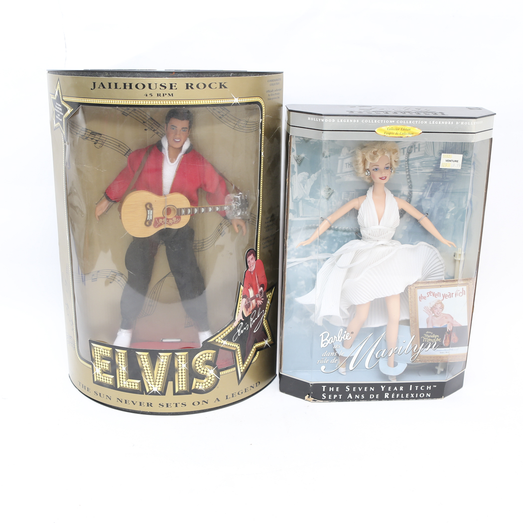 Elvis "Jailhouse Rock" Doll and Barbie as "Marilyn" in the Seven Year Itch
