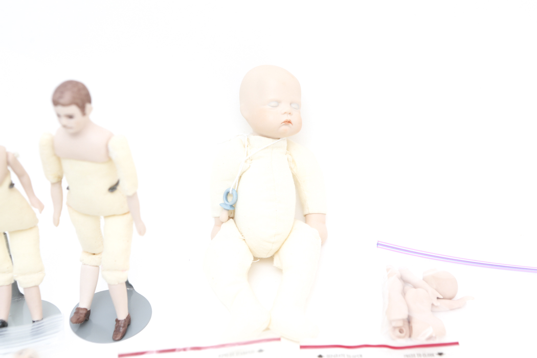 Collection of Small Doll Parts and Stands