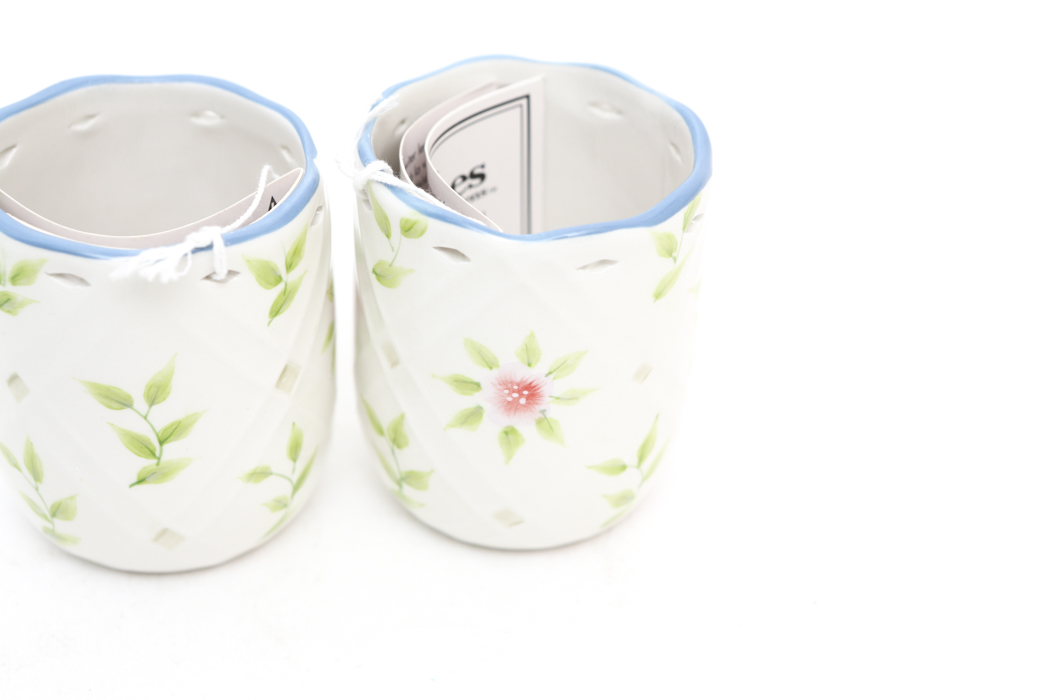 Set of Home Interiors Candle Holders in "Country Inn" Pattern