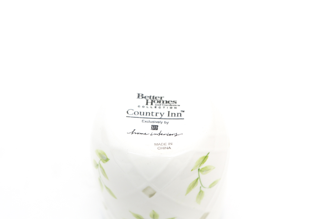 Set of Home Interiors Candle Holders in "Country Inn" Pattern
