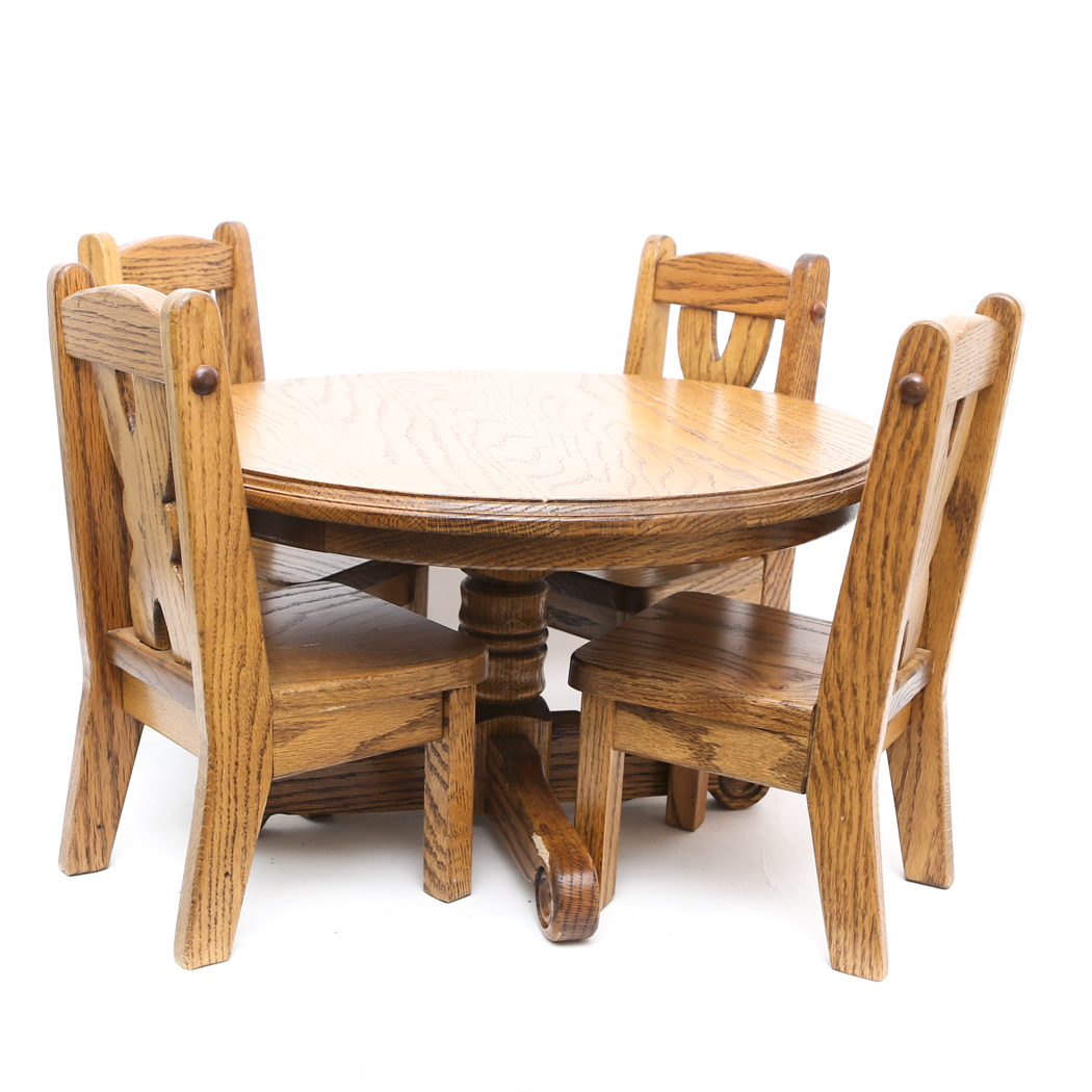 Solid Oak Table and Chairs for Dolls