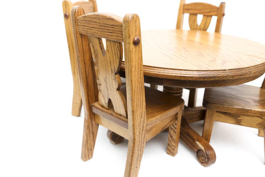 Solid Oak Table and Chairs for Dolls