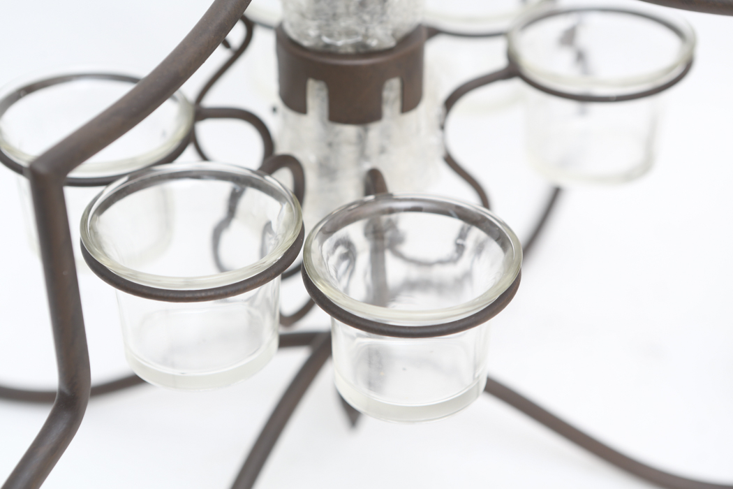 Large Metal Candelabra Chandelier and Figurines