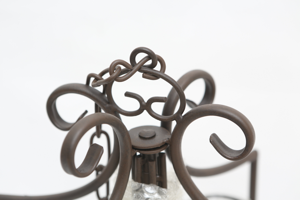 Large Metal Candelabra Chandelier and Figurines