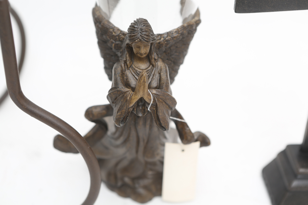 Large Metal Candelabra Chandelier and Figurines