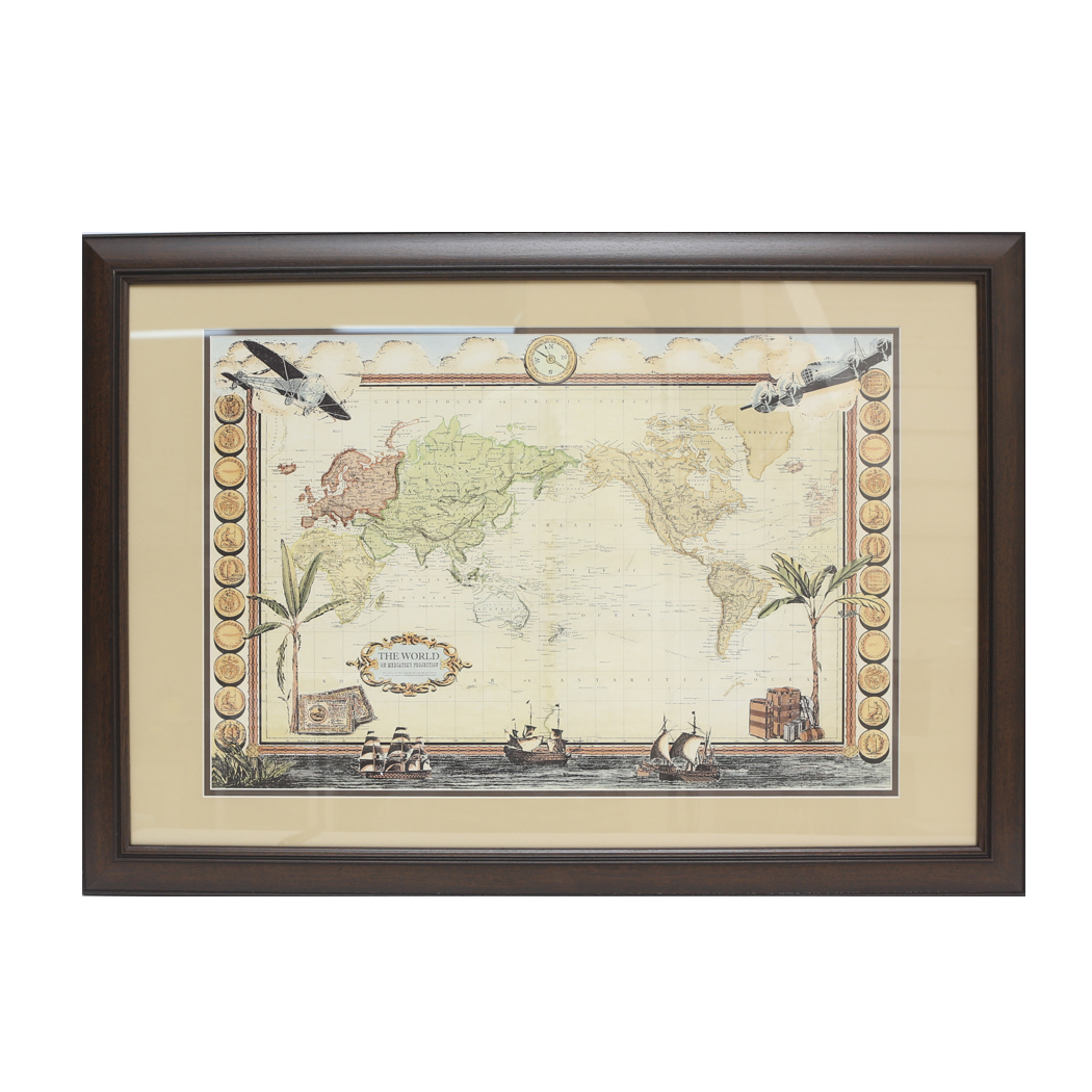 Framed Print of a Map of the World