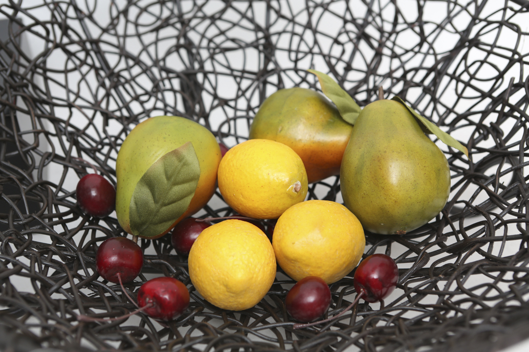 Set of Decorative Boxes and a Wire Basket