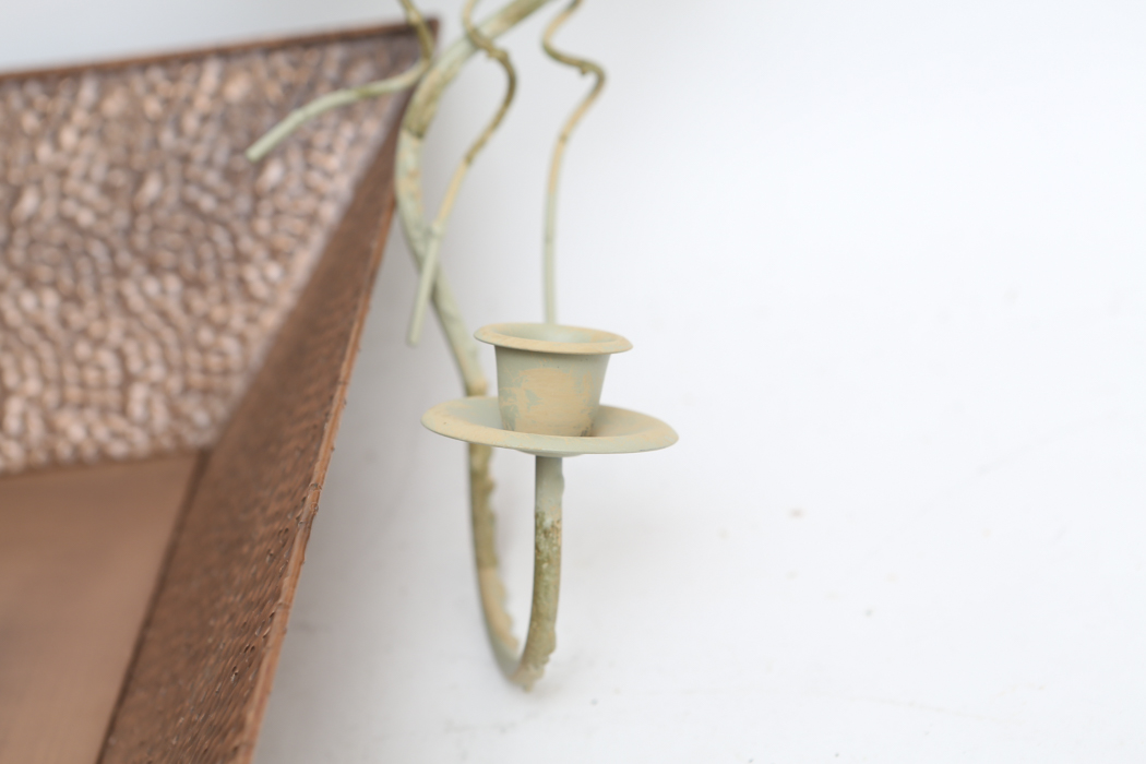 Hammered Metal Tray and Leaf Sconce by Home Interiors