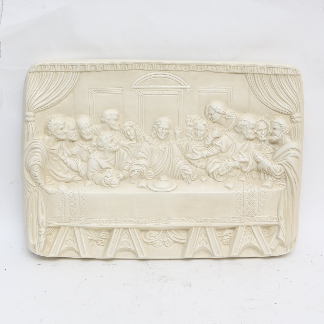 "The Last Supper" Stone Look Raised Relief Wall Plaque