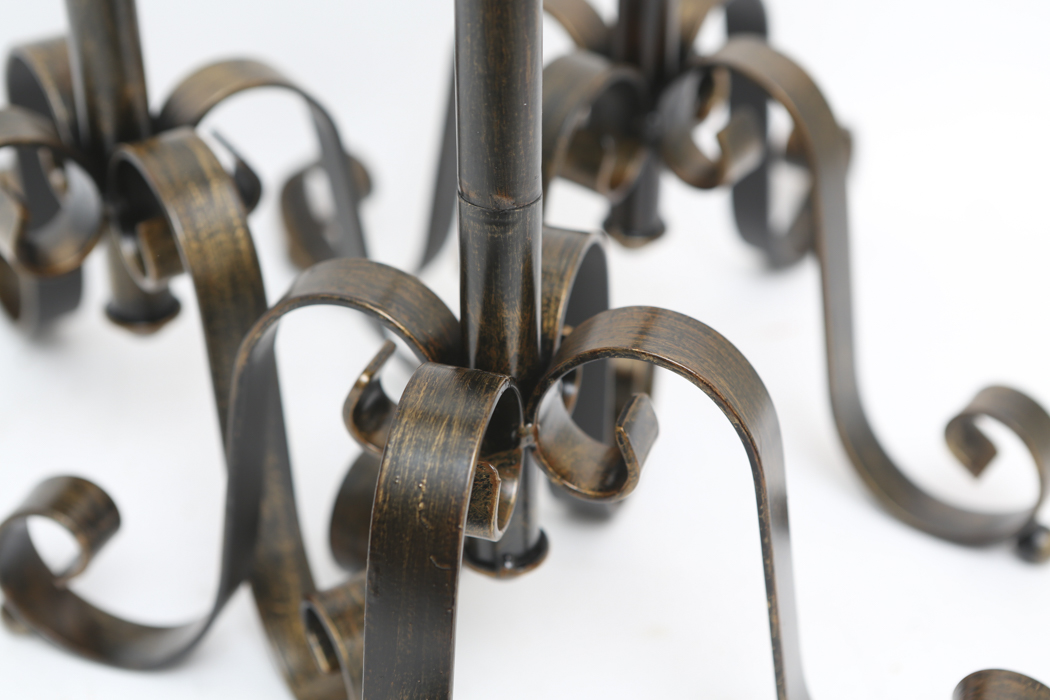 Set of Three Ornate Iron Candle Holders