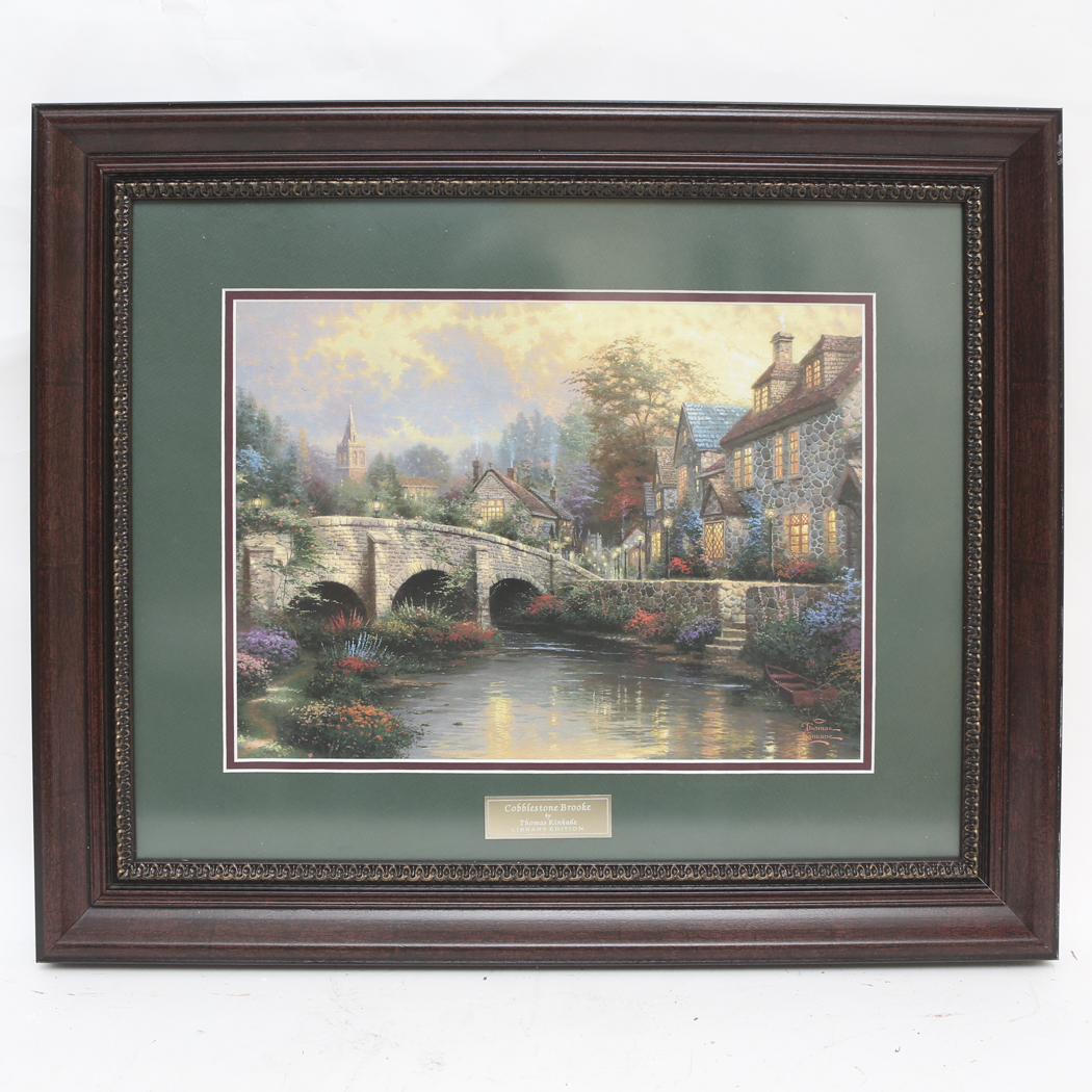 Thomas Kinkade Offset Lithograph "Cobblestone Brooke"