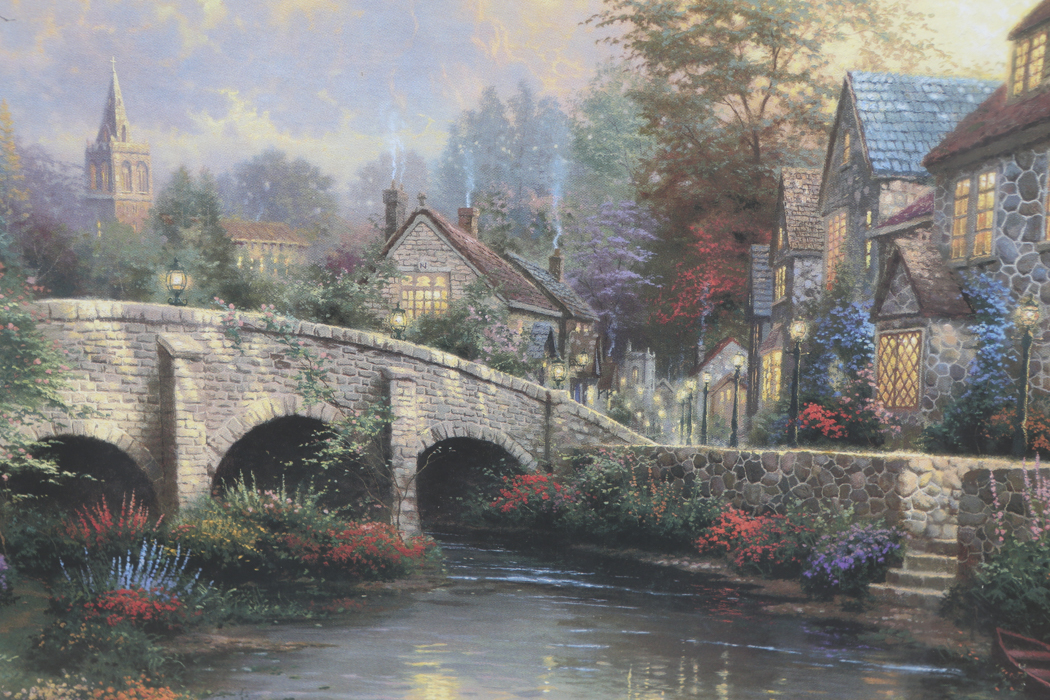 Thomas Kinkade Offset Lithograph "Cobblestone Brooke"