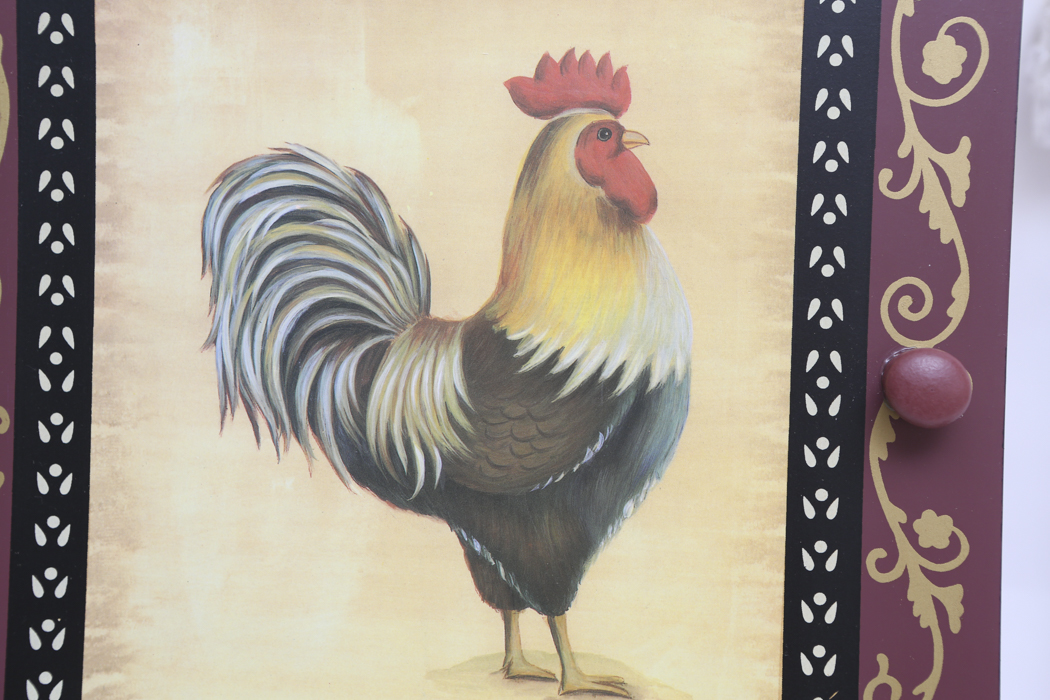 Painted Rooster Cabinet and Candle Wall Sconce