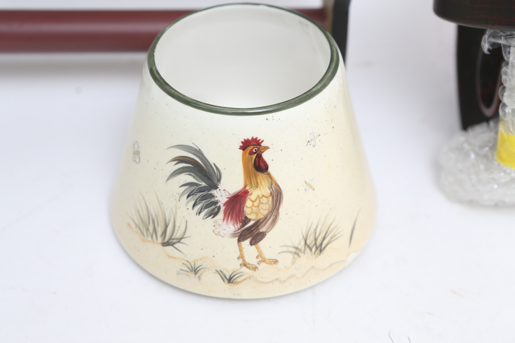 Painted Rooster Cabinet and Candle Wall Sconce