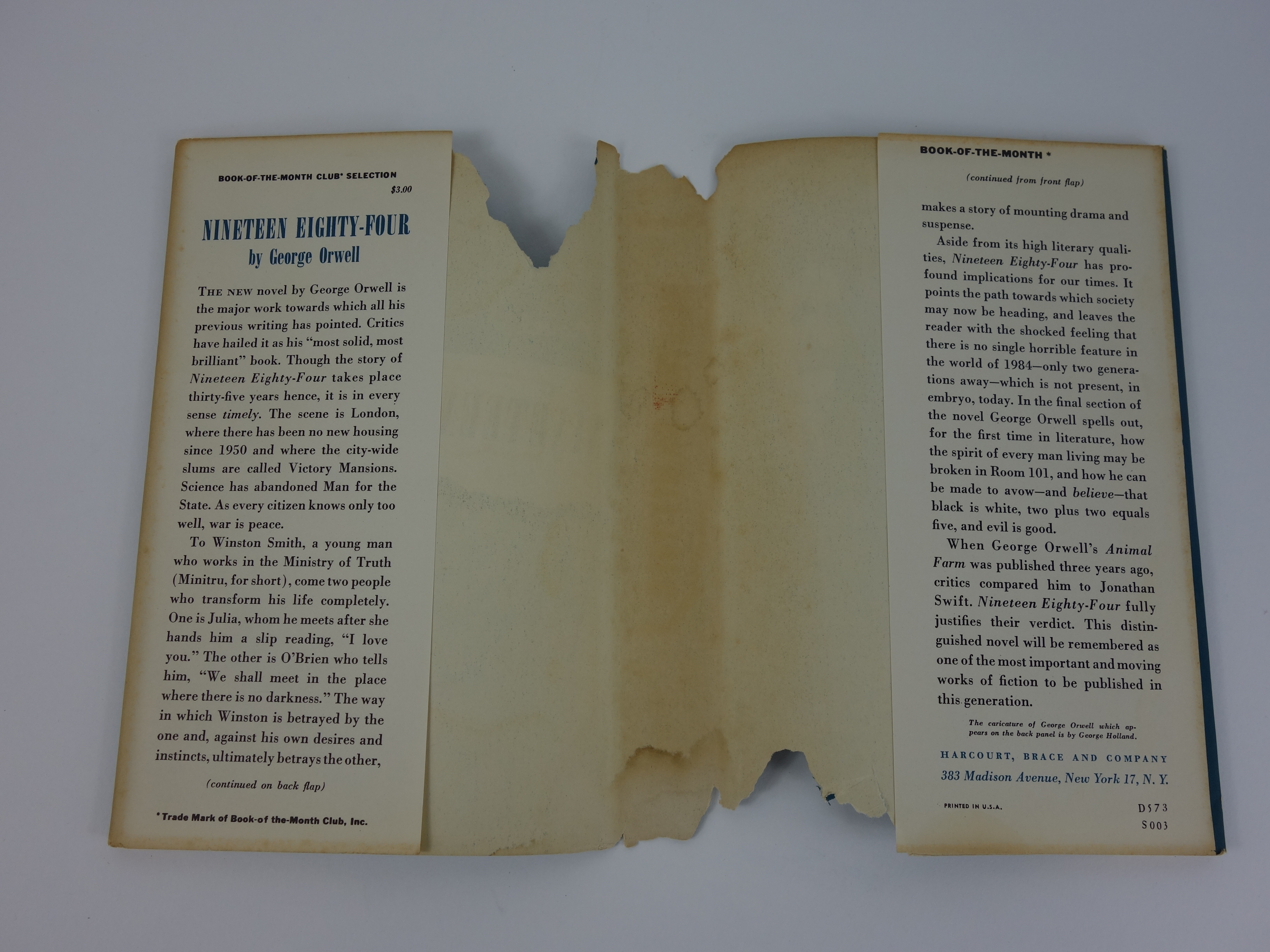 1984 Book Club Edition of "Nineteen Eighty-Four" by George Orwell