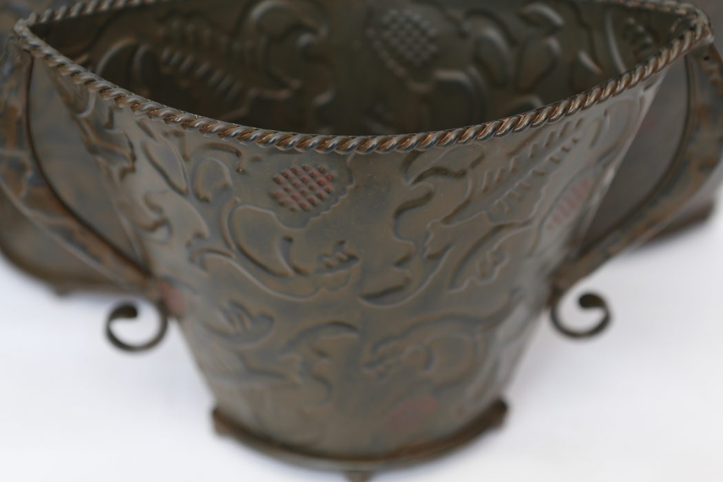 Collection of Bronzed Tone Metal Lanterns and Planters