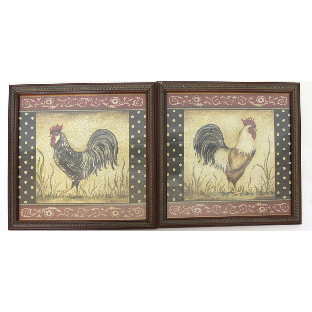 Pair of Rooster Prints by Home Interiors