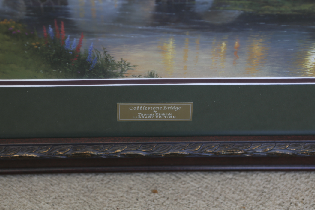 Thomas Kinkade Offset Lithograph "Cobblestone Bridge"